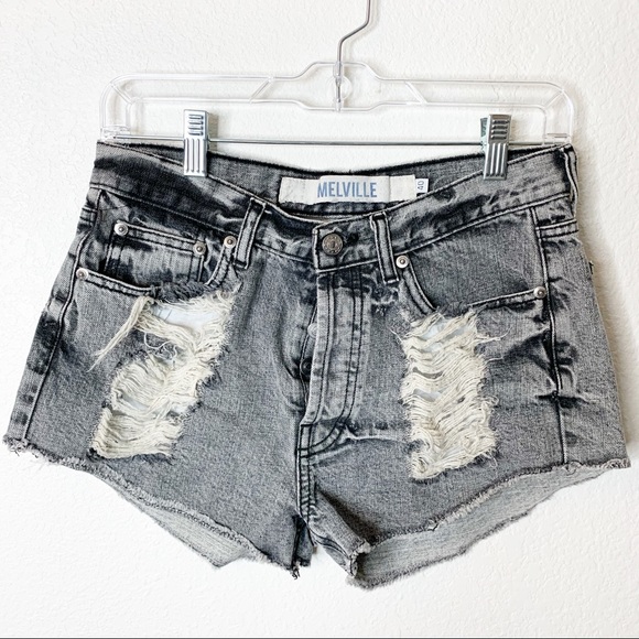 Brandy Melville Pants - Brandy Melville Distressed Medium Wash Gray Shorts
